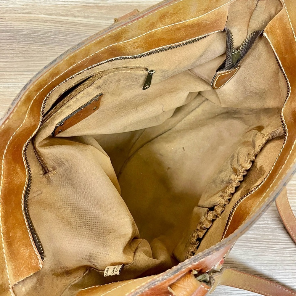 Patricia Nash Bolsena Tote English Mums Multi Brown Earthy Floral Leather Bag - Picture 8 of 12